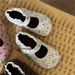 Mother & Kids Girls Leather Shoes New Children's Shoes Retro Polka Dot Baby Lace Velvet Single Shoes Soft Bottom Trend_viptrois.com