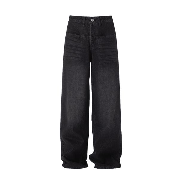 Men's Clothing Drape Loose Jeans Black Straight Wide Leg Pants Oversize Men And Women Pants_viptrois.com
