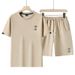 Summer Men's Casual Stylish Two-Piece Set Short Sleeve T-Shirt And Shorts Embroidered Trendy Cotton for Young And Middle-Aged_viptrois.com
