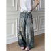 Loom European And American Street Style 3D Digital Print Jeans For Men Summer Niche Design Loose Casual Distressed Wide-Leg_viptrois.com