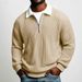Men's Half-Zip Collar Sweatshirt – Color-Block Grid Design, Breathable Long Sleeve For Gym & Casual Wear_viptrois.com