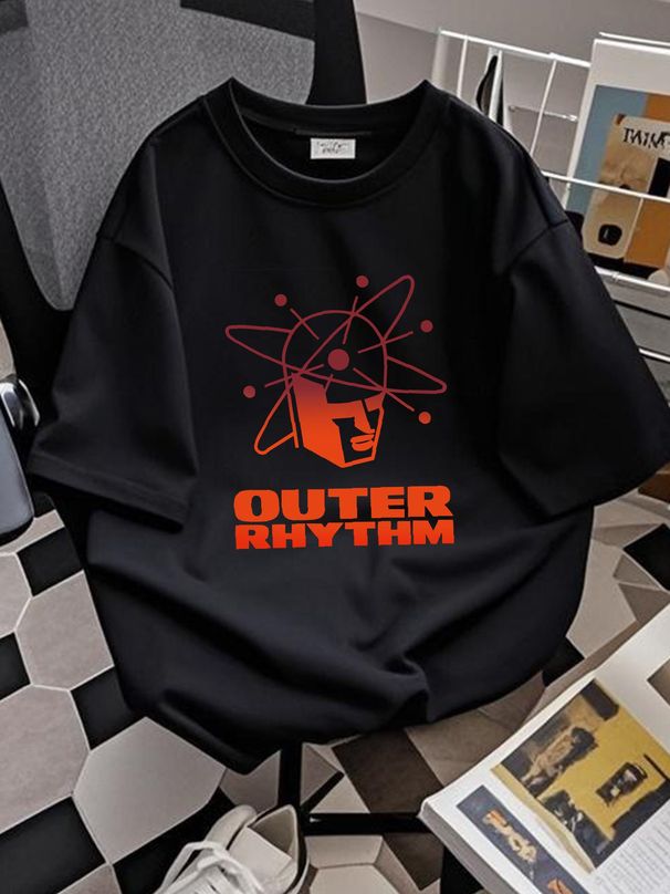 Outer Rhythm T-shirt DJ Club Techno Dance Music Old School House Record Label Stylish Homme Graphic Top For Everyday Wear Fashion Slightly_viptrois.com