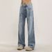 Men's Vintage Light Wash Blue Jeans Flared Trousers, Relaxed Fit Bootcut Denim Pants With Distressed Details, High Waist Wide Leg Streetwear_viptrois.com