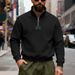 Cross-border Winter Heavy Velvet Logo Casual Solid Color Simple Outdoor Sports Loose Stand-up Collar Sweater Men_viptrois.com