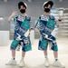 Mother & Kids 2024 Summer Middle and Large Children's Short Sleeve Suit Thin Boys Summer Clothes New Boys Sports Quick Dry Children's Two-piece Suit_viptrois.com