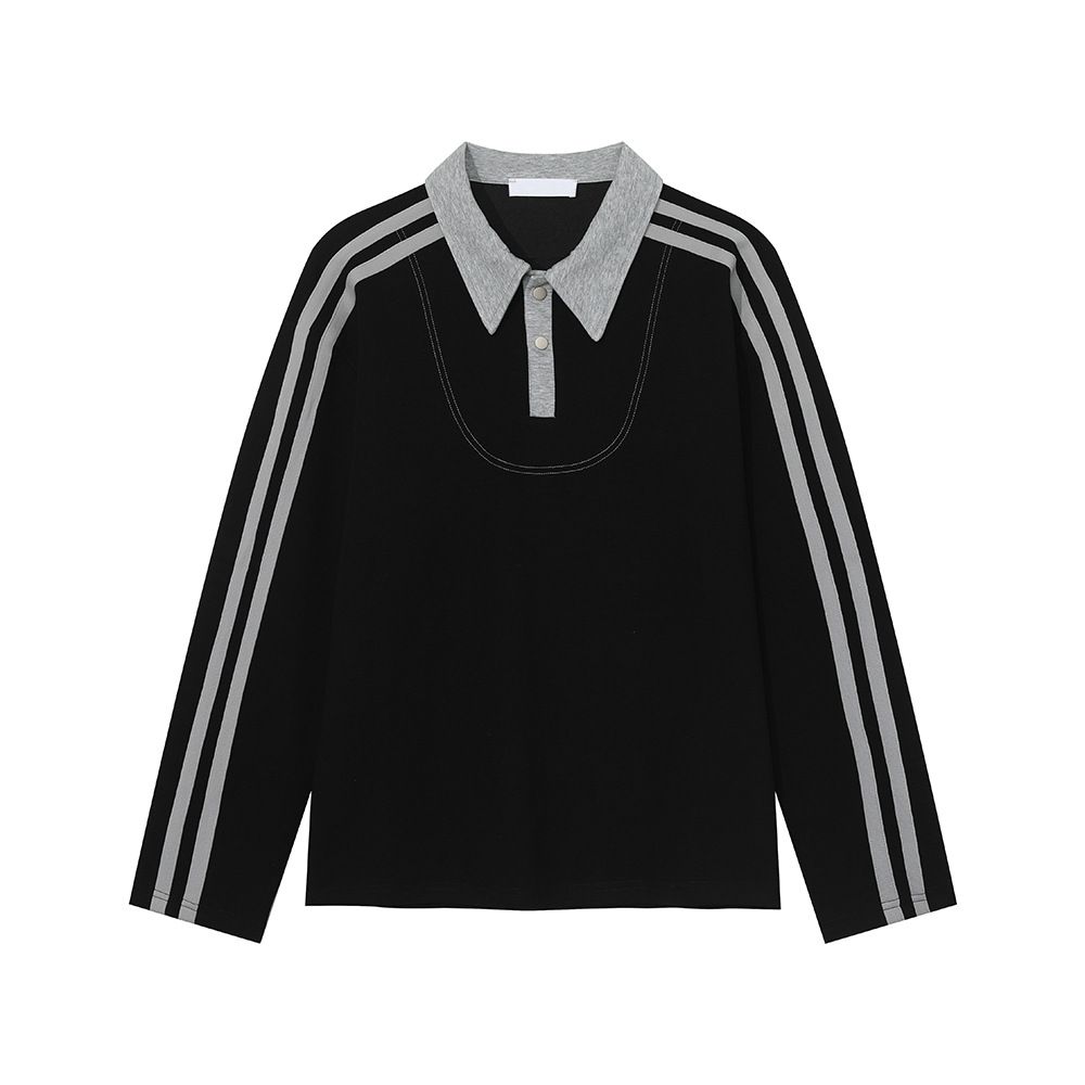 Men's Retro Stripe Color-Block Collar Sweatshirt & Joggers Set – Vintage College Style Long Sleeve Outfit_viptrois.com
