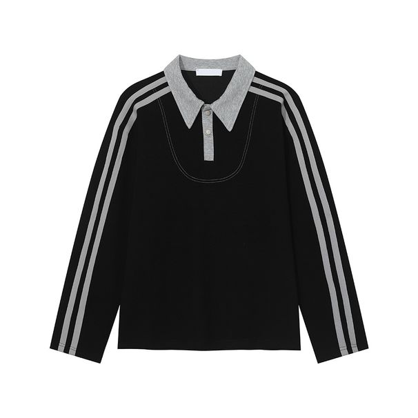 Men's Retro Stripe Color-Block Collar Sweatshirt & Joggers Set – Vintage College Style Long Sleeve Outfit_viptrois.com
