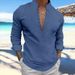Unbeatable Quality 2024 Spring Autumn New Men's Solid Color Cotton And Linen Casual Long Sleeve Stand Up Polo Shirt_viptrois.com