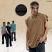 American Style Trendy Sleeveless Vest Men's Frayed Washed Vintage Loose T-Shirt_viptrois.com