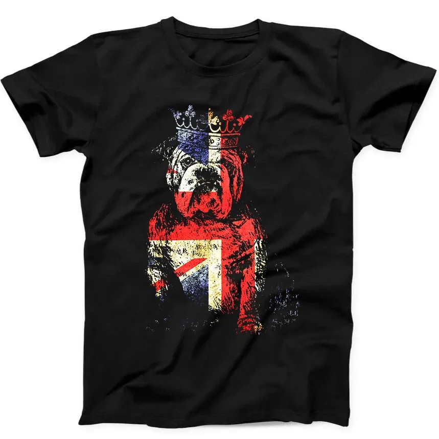 Buldog British Dog Union Jack Flag England Crown King Gift Black T Shirt Mens Womens Tees Top 65_viptrois.com