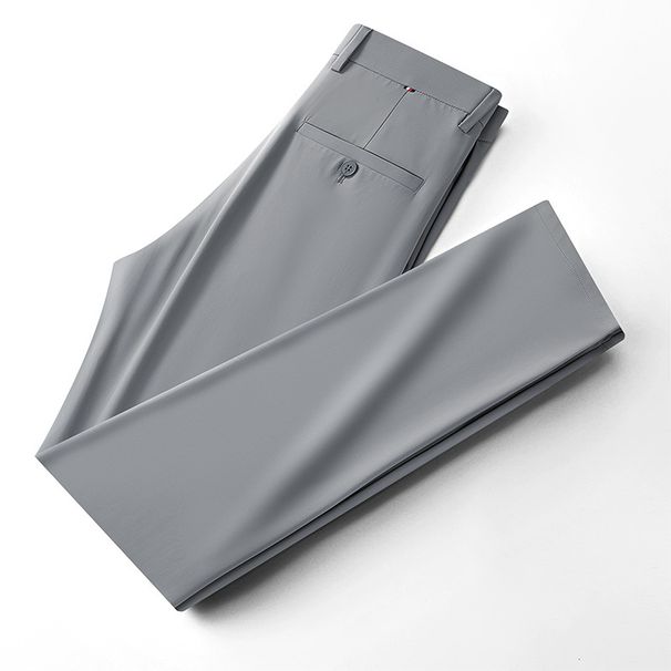Men's Clothing Summer Men's Three Proof High Elastic Men's Pants Casual Pants Ice Silk Cool Thin Business Easy To Care Trousers Men_viptrois.com