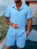 Men's Clothing Summer Men's Clothing Two Piece Suit Casual Loose Shirt Short Sleeved Shorts Beach Suit_viptrois.com