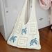 Knitted Bag Retro Hollow Hand Woven Bag Shoulder Bag Blue Turtle Women's Handbag Shopping Bag_viptrois.com