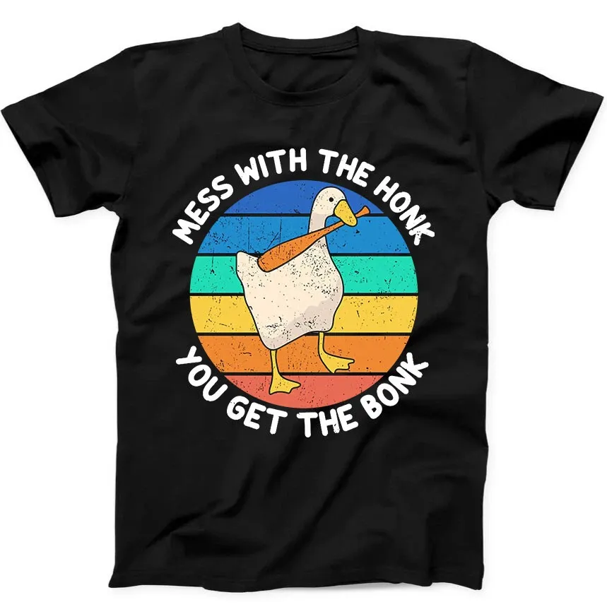 Mess With The Honk You Get The Bonk Goose Duck Funny Gift Tee Black T Shirt Mens Womens Tees Top 104_viptrois.com