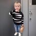 Mother & Kids Boys Sweater 2025 Autumn And Winter New Base Shirt Korean Loose Round Neck Black And White Striped Lazy Style Sweater_viptrois.com