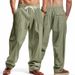 Men's Clothing Loose Linen Casual Wide Leg Trend Beach Sports Breathable Trousers_viptrois.com
