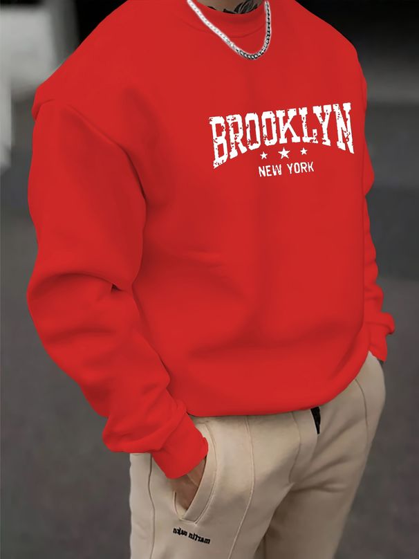 Men's Loose Casual Fashionable Letter Pattern Printed Round Neck Long Sleeved Sweatshirt Suitable For Autumn And Winter Wear_viptrois.com