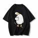 【DORAE】2026 Unisex T-shirt (100% Cotton) Black ("Smoking Duck Doubt" Print & Playful Accent) – Casual Style For Friend Gathering_viptrois.com