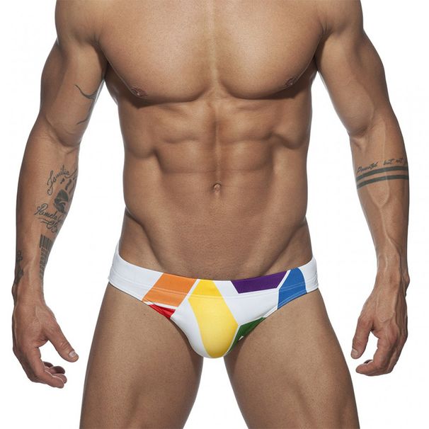 Men's Low-waist Printed Trunks, Tight-fitting Drawstring Swimming Trunks, Men's Cup-shaped Swimming Briefs With Anti-embarrassment Feature_viptrois.com
