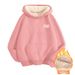 Imitation Cotton Lamb Wool Shoulder Hooded Drawstring Sweater_viptrois.com
