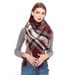 Unisex Bib 48 fine yarn women's shawls wine red plaid square scarf scarf_viptrois.com