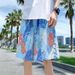 Men's Clothing Hawaiian Flower Shorts Men's Summer Sanya Beach Pants Couple Quick Drying Big Pants Trendy Brand Large Size Five Point Ice Silk Pants_viptrois.com
