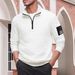 Men's Fleece Half-Zip Pullover | Thermal Lined Stand Collar | Grid Pattern Outdoor Jacket | Stretch Cuffs For Active Wear_viptrois.com