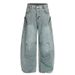 American Style Trendy Brand Silhouette Scimitar Jeans For Men And Women, Autumn Design Sense, Washed Straight_viptrois.com