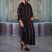 Men's Clothing Arabic Black Thin Striped Print Loose Muslim Robe In Stock_viptrois.com