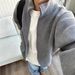 Cleanfit Zip-Up Cardigan For Men - Stand Collar, Oversized Knit Sweater, Vintage-Inspired Loose Fit, Light Grey/Black/Dark Grey, Sizes M-3XL"_viptrois.com