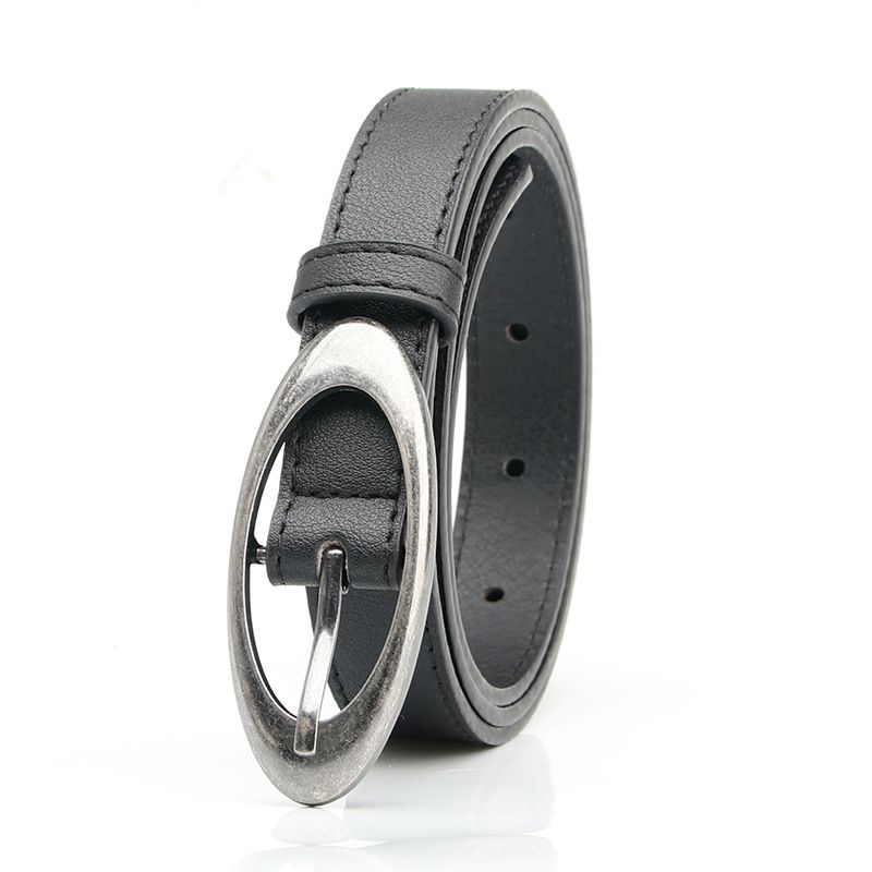 oval alloy pin buckle women's belt decoration dress suit jeans simple versatile belt_viptrois.com