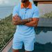 Summer Men's Polo Shirt And Shorts Set European American Style Casual Sportswear Trendy Two-Piece Clothing Short Sleeved_viptrois.com