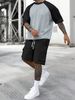 "Men's Summer Casual Short Sleeve T-Shirt & Cargo Shorts 2-Piece Set - Breathable Polyester Blend, Streetwear Style S-XXXL (Yellow Caramel, Gray)"_viptrois.com