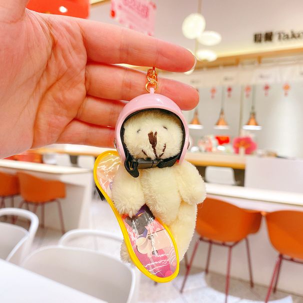 New Skateboard Bear Plush Pendant Creative Cartoon Cute Style Keychain Student Gift Bag Keychain_viptrois.com