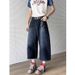 Men's Clothing Summer Niche Back Embroidery Stitching Scimitar Pants Jeans Men And Women Retro Wide Leg Cropped Pants Shorts Trend_viptrois.com