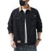 2025 New Denim Jacket Men's Heterochromatic Splicing Lapel Denim Jacket Men's Fattened Plus Size Badge Denim Shirt_viptrois.com