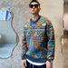 Loom Loom European Style Personality High-End Geometric Pattern Color-Block Slim Fit Knitted Men's Trendy Brand Round Neck_viptrois.com