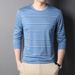 Top Grade Mulberry Silk 5.2% New Fashion Brand Striped 2023 Designer Luxury Men T Shirt Long Sleeve Tops Casual Mens Clothes_viptrois.com