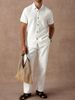 Men's Casual Shirts Men's Summer New Solid Color Lapel Breathable Men's Trousers Suits_viptrois.com