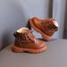 2021 Children's Winter Solid Color Fleece-lined Boots Boys' Fashion Martin Boots Girls' Soft Sole Boots Large Cotton Leather Boots_viptrois.com