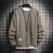 Men's Fleece-Lined Pullover Sweatshirt Winter Casual Streetwear Loose Fit Round Neck Layering Tee With Patch Detail_viptrois.com