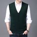 New Men's Wool Yarn Knitted Vest Vest Sweater Solid Color Casual Sweater Sleeveless Vest Manufacturer Knitted Cardigan Men_viptrois.com
