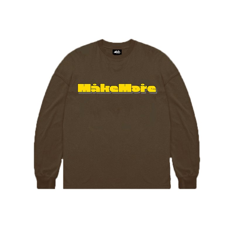 Men's Clothing Makemore long sleeved men's fun multi color t shirt women's trendy brand American street hip hop loose casual couple tops_viptrois.com
