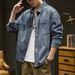 Men's Clothing Trendy Spring Denim Shirt Long Sleeve Loose Gray Workwear Casual Shirt Retro Jacket_viptrois.com