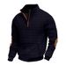 American Style Autumn Winter Men's Casual Sweatshirt Jacquard Small Square Embroidery Patchwork Stand Collar Loose Top_viptrois.com