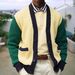 Pure Autumn And Winter Style Youth Men's Knitted Cross-Border Hot Sale Color-Block Cardigan Sweater Thick Knit Wool Coat_viptrois.com