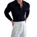 Men's Classic White Lapel Sweater – Slim Fit Long Sleeve Knit Pullover For Spring & Autumn (Black/White/Brown, Sizes M-XXXL, Minimalist Style_viptrois.com