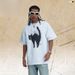High-density Trendy American-style Rhinestone Fluffy Cat Short-sleeve T-shirt, New Spring/summer Round-neck Top_viptrois.com