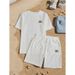 Men's Clothing Men's Wheat Ear Flower Pattern Comfortable 2 Piece Knitted Suit Shorts, Standard US Size With English Washing Mark_viptrois.com