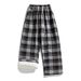 Korean Style Checkered Pants For Teens – Loose Straight-Leg Trousers With Fleece Lining (Blue/Gray) – Winter Casual & Streetwear Essential_viptrois.com